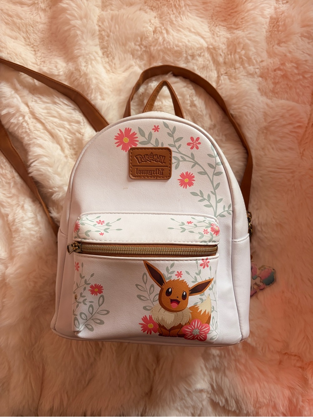 Loungefly White Eevee Floral Mini Backpack